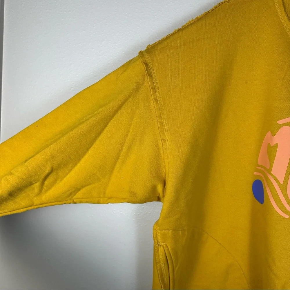 FREE PEOPLE Movement Boho Granola Hip Women M Yellow Logo Metti Crew Sweatshirt - Picture 6 of 10